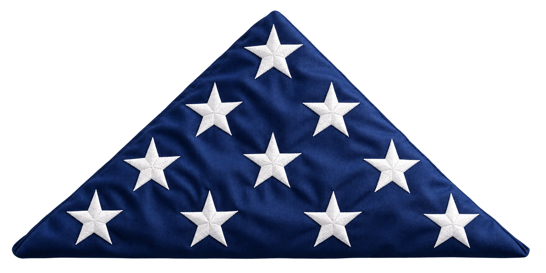 Ceremonially folded American flag with embroidered stars, symbolizing military honors for Veterans.